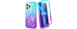 For iPhone 13 Pro Max Shimmer Glitter Floral Design Thick TPU Case Cover - Purple