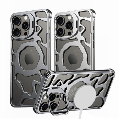 For iPhone 13 Pro Max Square Passion Hearts Bling Glitter Floral Ring Stand Case Cover - White
