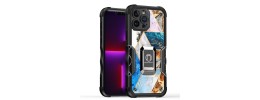 For iPhone 13 Pro Max Stellar Hybrid IMD Design Ring Stand Cover Case - C