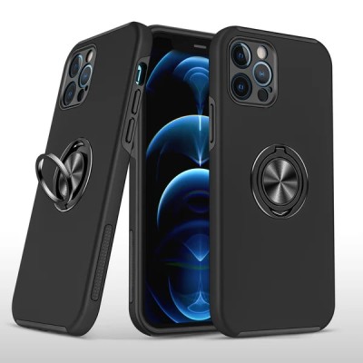 For iPhone 13 Pro Max Stellar Hybrid IMD Design Ring Stand Cover Case - D