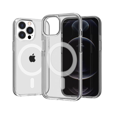For iPhone 13 Pro Max Sturdy Ultra [Magnetic Circle] Thick 3mm Transparent Hybrid - Clear