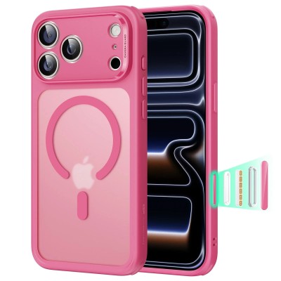 For iPhone 13 Pro Max Two Tone Frosted Glitter [Magnetic Circle] Hybrid Case Frosted Hybrid - Pink