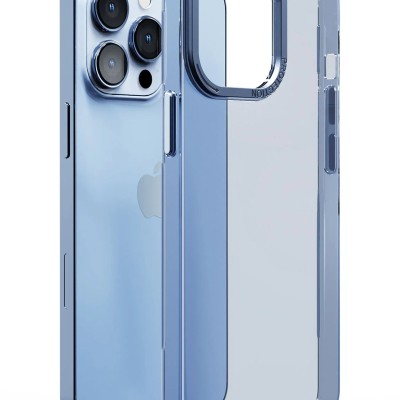 For iPhone 13 Pro Max Two Tone Transparent Glitter Chrome Shockproof Case Cover - Blue