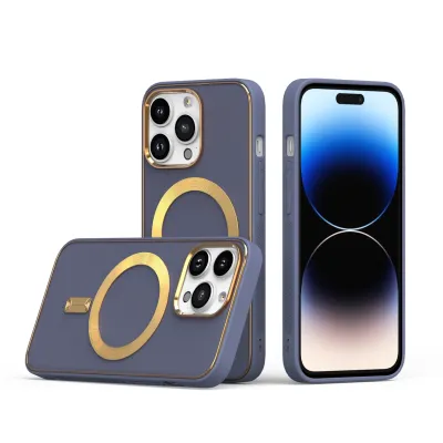 For iPhone 13 Pro Max Ultimate PU Leather [Magnetic Circle] Beautiful Hybrid - Lavender