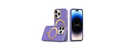 For iPhone 13 Pro Max Ultimate PU Leather [Magnetic Circle] Beautiful Hybrid - Light Purple