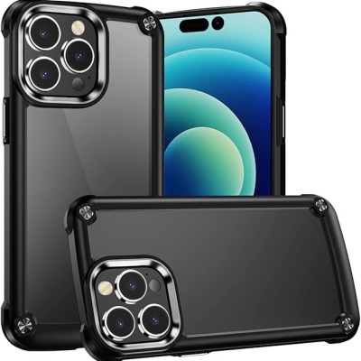 For iPhone 13 Pro Max Ultimate CaseX Transparent Hybrid Case with Metal Buttons And Camera Edges - Black