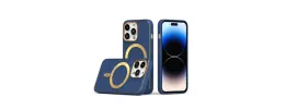 For iPhone 13 Pro Max Ultimate PU Leather [Magnetic Circle] Beautiful Hybrid - Blue