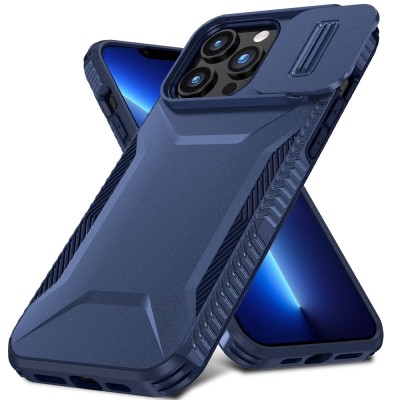 For iPhone 13 Pro Max Ultimate U Design Hybrid with Camera Window Covering - Dark Blue