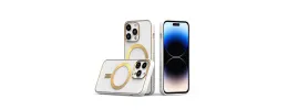 For iPhone 13 Pro Max Ultimate PU Leather [Magnetic Circle] Beautiful Hybrid - White
