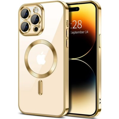 For iPhone 13 Pro Max Utter Tough Metal Ring Movable Camera Window Hybrid Case Cover - Red Gold