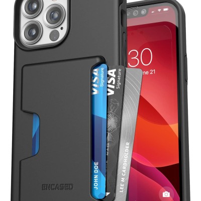 For iPhone 13 Pro Max Wallet ID Card Holder Case Cover - Black