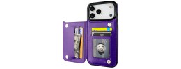 For iPhone 13 Pro Max Wallet ID Card Holder Case Cover - Dark Purple