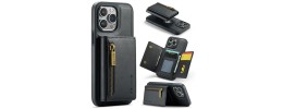 For iPhone 13 Pro Max Wallet Premium PU Vegan Leather ID Card Money Holder with Magnetic Closure - Black