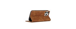 For iPhone 13 Pro Max Wallet Premium PU Vegan Leather ID Card Money Holder with Magnetic Closure - Brown
