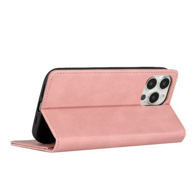 For iPhone 13 Pro Max Wallet Premium PU Vegan Leather ID Card Money Holder with Magnetic Closure - Rose Gold