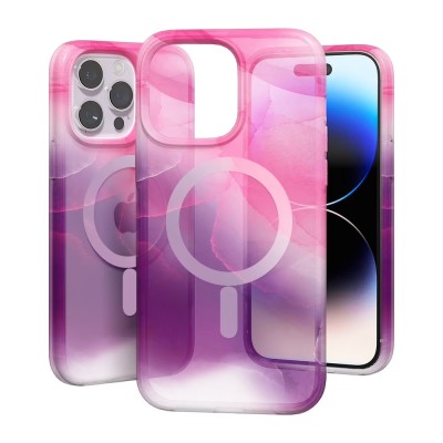 For iPhone 13 Pro Max WaterColor Design [Magnetic Circle] Gradiant Thick Premium Hybrid - MultiColor