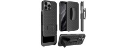 For iPhone 13 Pro Max Weave Premium 3in1 Combo Holster Kickstand Case Cover - Black