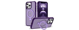 For iPhone 13 Pro Max Well Protective Magentic Ring Stand Camera Protective Cover Case - Purple