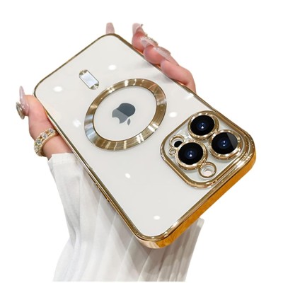 For iPhone 13 Pro Mirror Electroplated Acrylic Hybrid Case Cover - Gold