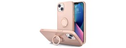 For iPhone 13 Pro Multi-Functional Card Magnetic Ring Stand Hybrid Camera Case Cover - Rose Gold