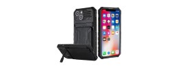 For iPhone 13 Pro Multiple Card Holder Kickstand Hybrid Case Cover - Black