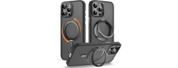 For iPhone 13 Pro OPTIMUM Magnetic Ring Stand Hybrid Case Cover - Black