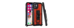 For iPhone 13 Pro Opener Metal Magnetic Kickstand Hybrid Case Cover - Red