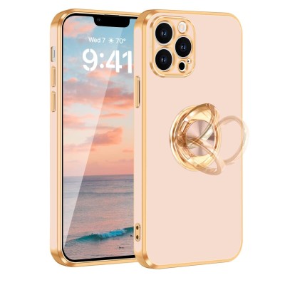 For iPhone 13 Pro Optimum Magnetic RingStand Case Cover - Rose Gold