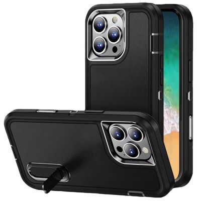 For iPhone 13 Pro PEAK 3in1 Toughest Hybrid with Stand Cover Case - Black/Black