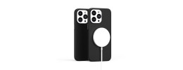 For iPhone 13 Pro PU Leather with inner [Magnetic Circle] Colored Metal Buttons - Black