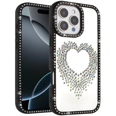 For iPhone 13 Pro Party Diamond Bumper Bling Hybrid Case Cover - Black