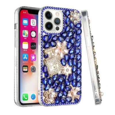 For iPhone 13 Pro Party Diamond Bumper Bling Hybrid Case Cover - Blue