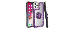 For iPhone 13 Pro Party Diamond Bumper Bling Hybrid Case Cover - Purple