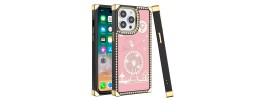 For iPhone 13 Pro Passion Square Hearts WindMill Love Balloon Fun Case Cover - Pink