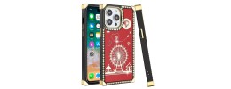 For iPhone 13 Pro Passion Square Hearts WindMill Love Balloon Fun Case Cover - Red