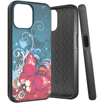 For iPhone 13 Pro Premium Minimalistic Slim Tough ShockProof Hybrid Case Cover - Butterfly Bliss