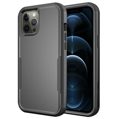 For iPhone 13 Pro Premium Minimalistic Slim Tough ShockProof Hybrid Case Cover - Charcoal Grey