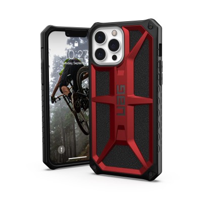 For iPhone 13 Pro Premium Minimalistic Slim Tough ShockProof Hybrid Case Cover - Flame Scarlet