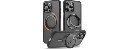 For iPhone 13 Pro Prime Magnetic Ring Stand Hybrid Case Cover - Grey