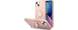 For iPhone 13 Pro Prime Magnetic Ring Stand Hybrid Case Cover - Rose Gold