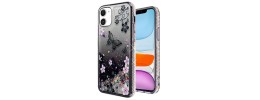 For iPhone 13 Pro Quicksand Diamond Bumper Hybrid Case Cover - Antique Feather