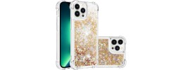For iPhone 13 Pro Quicksand Diamond Bumper Hybrid Case Cover - Love In Gold