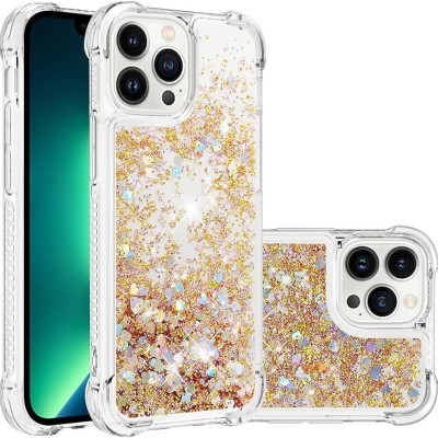 For iPhone 13 Pro Quicksand Diamond Bumper Hybrid Case Cover - Love In Gold