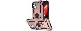 For iPhone 13 Pro Ring Magnetic Kickstand Hybrid Case Cover - Rose Gold