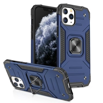 For iPhone 13 Pro Robust Magnetic Kickstand Hybrid Case Cover - Blue