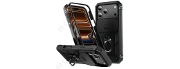 For iPhone 13 Pro Rocker Kickstand Tough Shockproof Hybrid Case Cover - Black