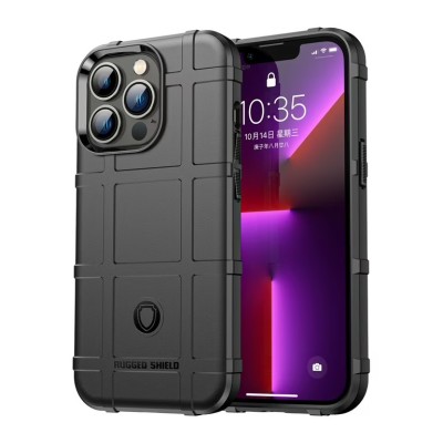 For iPhone 13 Pro Rugged Shield 3.2mm Thick TPU Case Cover - Black