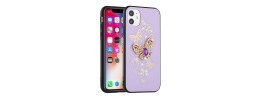 For iPhone 13 Pro SPLENDID Diamond Glitter Ornaments Engraving Case Cover - Flower Ring Purple