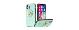 For iPhone 13 Pro SPLENDID Diamond Glitter Ornaments Engraving Case Cover - Flower Ring Teal