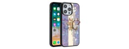 For iPhone 13 Pro SPLENDID Diamond Glitter Ornaments Engraving Case Cover - Garden Butterflies Gold
